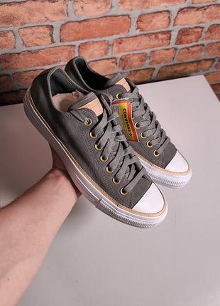 Кеды конверс замшевые кожаные converse-chuck taylor all star vachetta leather trim 'gray white'