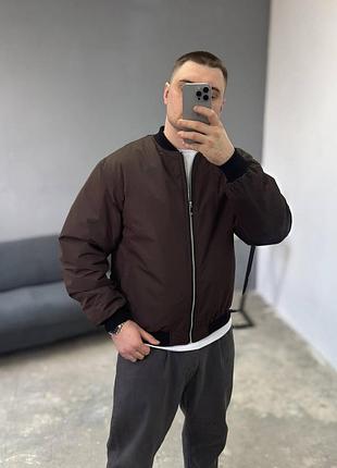 Мужской утепленный бомбер на молнии, размеры: s, m, l, xl коричневый, l