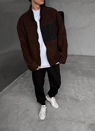 Мужской утепленный бомбер барашек, размеры: s-m, l-xl коричневый, l/xl