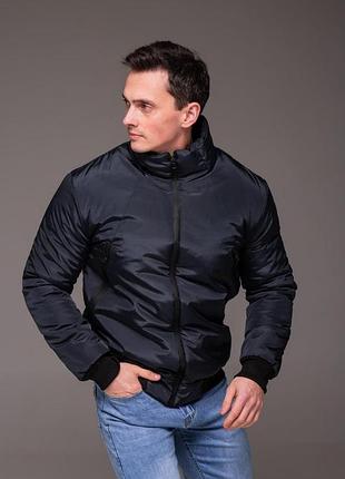 Мужская однотонная куртка с утеплителем, мужской утепленный бомбер, s,m,l,xl темно-синий