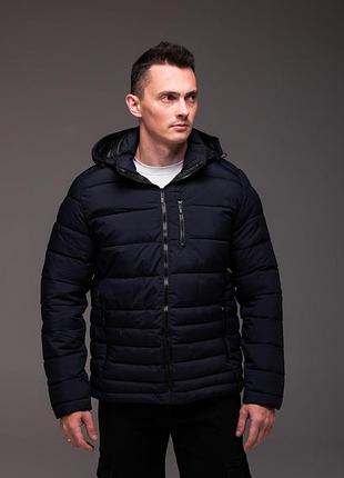 Мужская утепленная курточка темно-синяя демисезонная, m,l,xl,xxl,3xl
