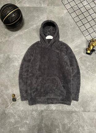 Чоловіче тепле худі з махри, розміри: m (48-50) l (50-52) графітовий, l