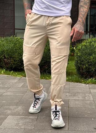 Мужские спортивные штаны на весну, ткань софт, размеры: s m l xl xxl 3l 4l бежевый