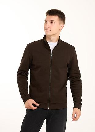 Мужской джемпер из трикотажной ткани, мужская кофта на молнии, s m l xl коричневый, xl