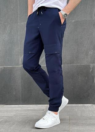 Мужские спортивные штаны на весну, ткань софт, размеры: s m l xl xxl 3l 4l синий