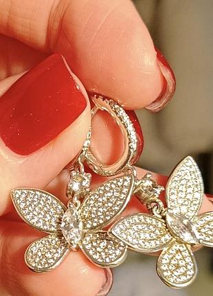 Срібні сережки, 925 проба, сережки-метелики