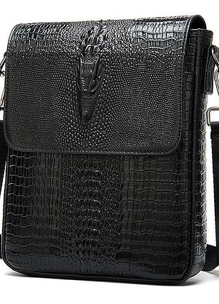 Мужская кожаная сумка под рептилию leather collection (8857)