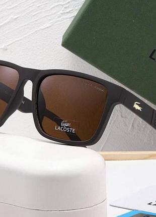 Брендові чоловічі окуляри від сонця lacoste з поляризацією (69044) коричневі