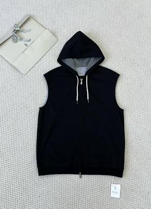 В наявності розмір 2-3xl!! чоловіча жилетка з капюшоном бавовна кашемір brunello cucinelli