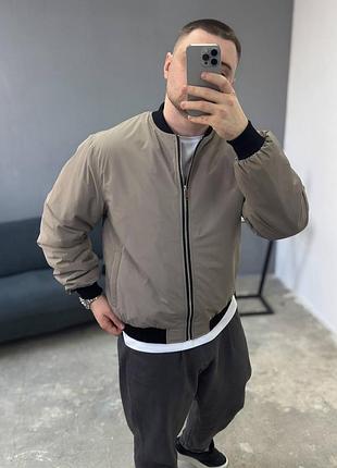 Мужской утепленный бомбер на молнии, размеры: s, m, l, xl бежевый, s
