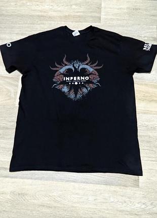 Мужская чёрная футболка b&c с принтом "inferno" , размер l-xl , 100% хлопок