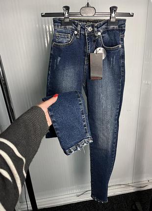 Мужские синие джинсы slim