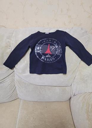 Кофта синяя с рисунком girls wear 98/,3y длинный рукав