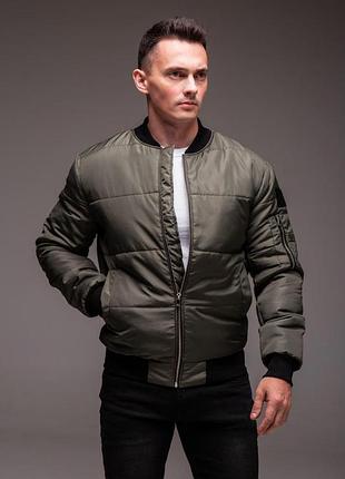 Мужская утепленная куртка\бомбер, размеры: s, m, l, xl хаки, s