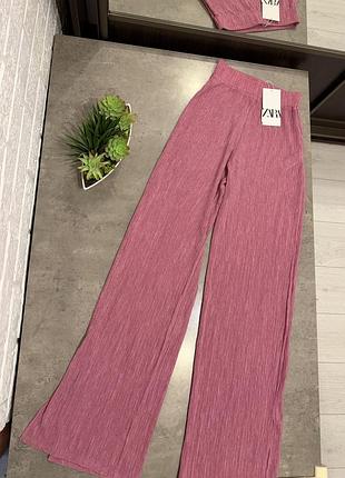 Літні штани zara з розрізами прямі палаццо брюки штаны