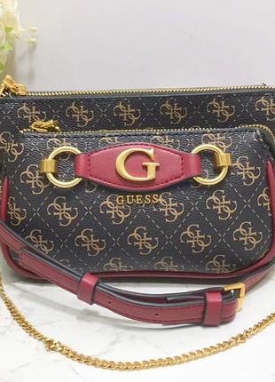 Женская сумочка с органайзером на плечо guess (865470) коричневая
