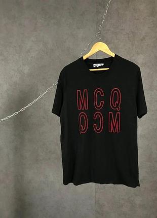 Футболка alexander mcqueen с большим логотипом mcq streetwear hype, размер s, мужская, черная