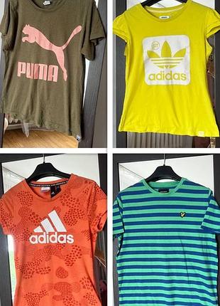 Лот брендових жіночих футболок puma, adidas, lyle & scott | s-m | ідеальний стан