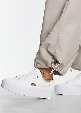 Жіночі кеди кросівки lacoste натуральна шкіра