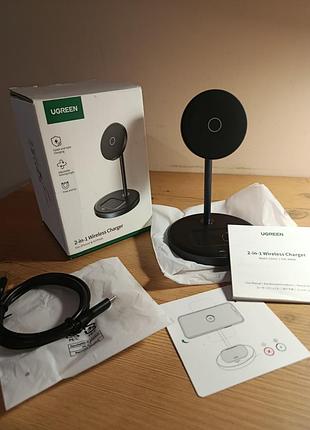 Беспроводная зарядная станция ugreen 2- in-1 magnetic wireless charger