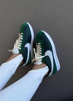 💕 женские кроссовки nike cortez | green / white premium (7)
