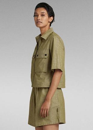 Жіноча оливкова сорочка cropped shirt g-star 2