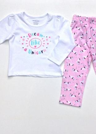 Піжама трикотажна для дівчинки 1.5-8 років єдиноріг примарк оригінал primark