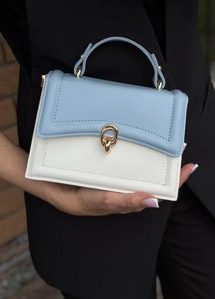 Сумка женская, белый-голубой
