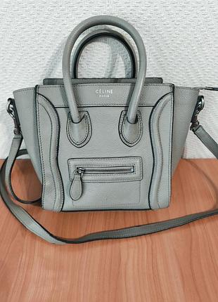 Celine серая кожаная женская сумка