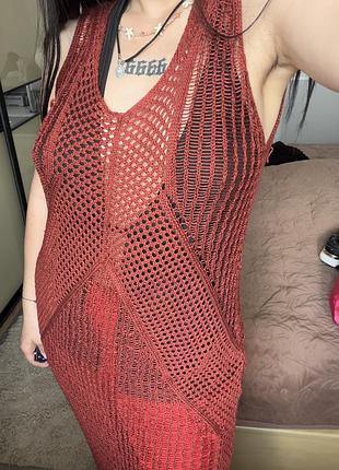 Накидка пляжна primark коричнева розмір l в'язана ❤️ 280