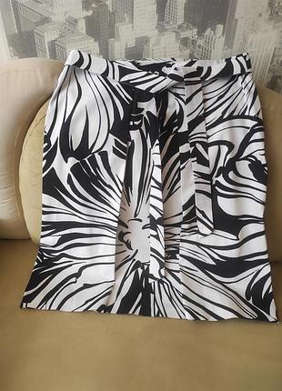Черно+белая юбка из хлопка, max mara, l.