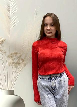 Жіноча водолазка рубчик демісезонна, колір червоний, жіночий весна-осінь м'який та приємний до тіла s m l xl