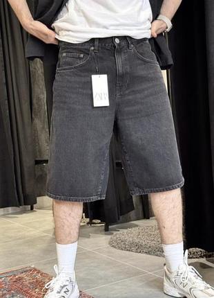 Zara джинсовые шорты удлиненная модель baggy fit 38/s