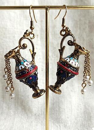 Серьги «восточные амфоры» 5,8 см