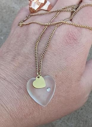 Кулон підвіска серце люцит матове, сердечки, вінтаж, можливо avon