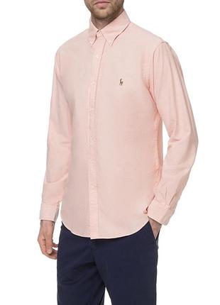 Ralph lauren peach custom fit oxford cotton button down shirt m size