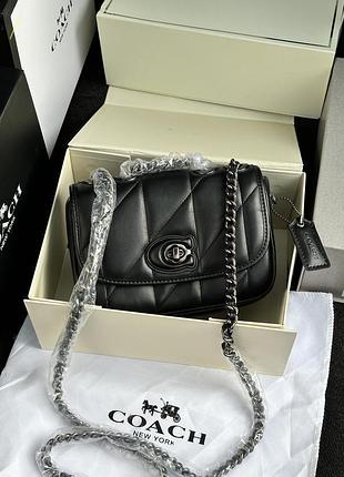 Сумка coach quilted pillow madison shoulder bag black