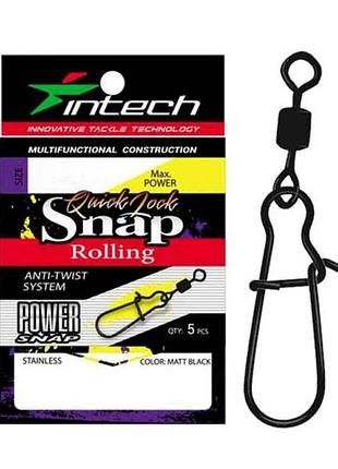 Вертлюг з карабіном №2 35кг 5шт matt black тм intech