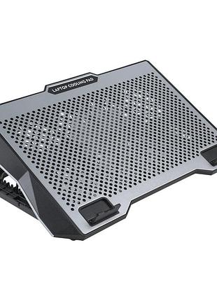 Підставка для ноутбука givecool s601 з регулюванням кута нахилу до 18 , 2usb, 2 швидкості, rgb підсвічування grey