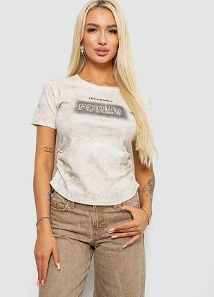 Футболка женская с принтом, цвет кремовый, 221r3302