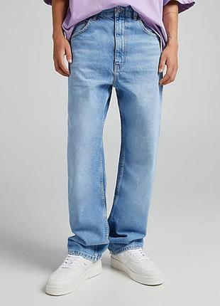 Джинси вільного крою баггі bershka 109614311 blue