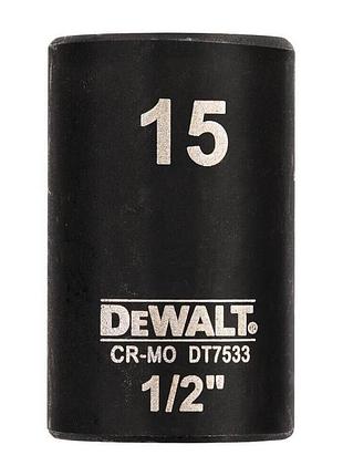 Головка торцевая ударная dewalt impact 15 мм 1/2 дюйма 441 hm шестигранная профессиональная для гайковертов (dt7533)