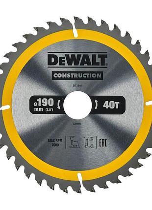 Пильний диск dewalt сonstruction для дерева 190х30 мм (dt1945)