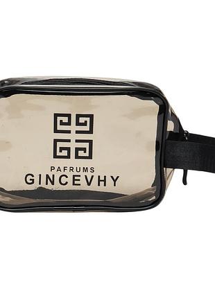 Косметичка дорожная stenson travel r97537-m из пвх 24×14.5×9 см, прозрачная с бежево-черными вставками, компактная и удобная