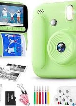Дитячий цифровий фотоаппарат-принтер мгновенного друку digital mini camera (зелений)