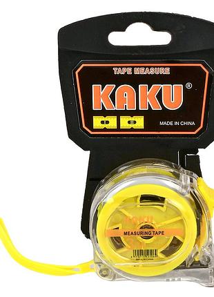 Рулетка будівельна kaku r32182-3, 3 м, з фіксатором, корпус прозорий, колір жовтий