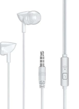 Наушники remax with mic wired earphone rw-106 hd mic 3.5 мм white