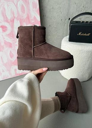 Уги ugg mini platform black, жіночі уги ugg, замшеві ugg mini, тепле зимове взуття ugg, чорні уги ugg платформa premium 39