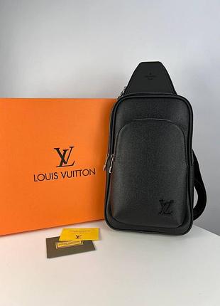 Мужская сумка-слинг louis vuitton, нагрудная туристическая сумка, кожаная сумка через плечо, деловая черная сумка louis vuitton