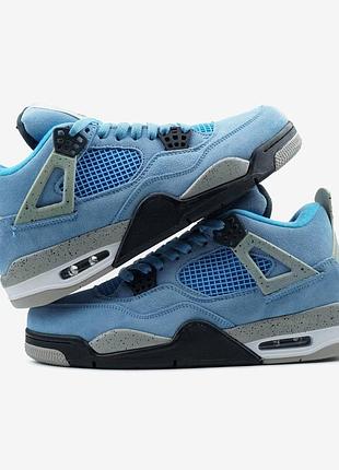 Jordan 4 university blue, кросівки jordan 4 блакитні, замшеві кросівки air jordan 4 45